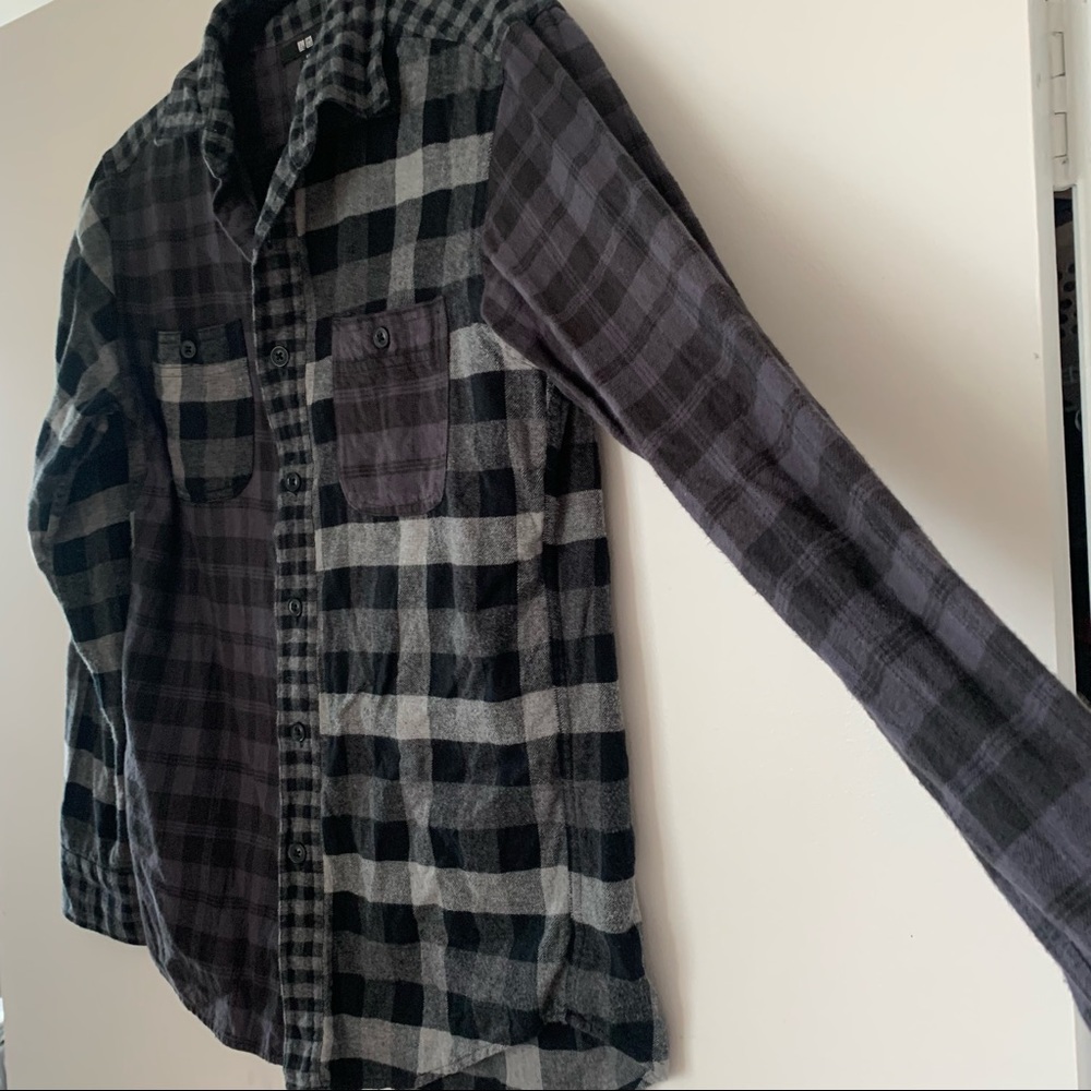 Exclusive 90s Patchwork Plaid Button-Up Long Slee… - image 2